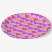 Galentines Valentinstag Hearts Groovy Retro Niedli Pappteller (Schrägansicht)