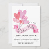 Galentinische Party Einladung mit Herzblasen (Vorderseite)