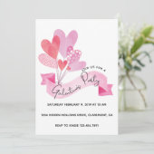 Galentinische Party Einladung mit Herzblasen (Stehend Vorderseite)