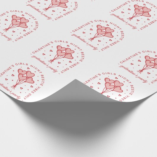 Galentinische Party-Täler bestie Herzblasen Geschenkpapier (Ecke)