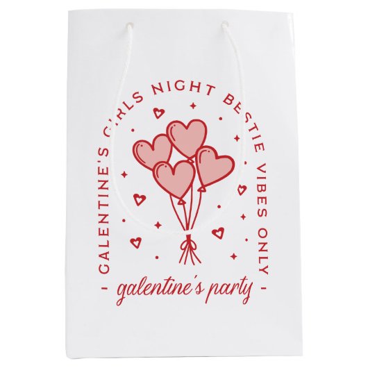 Galentinische Party-Täler bestie Herzblasen Mittlere Geschenktüte (Vorderseite)