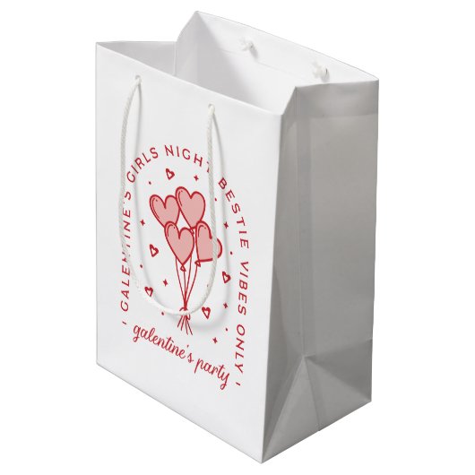 Galentinische Party-Täler bestie Herzblasen Mittlere Geschenktüte (Rückseite Schrägansicht)