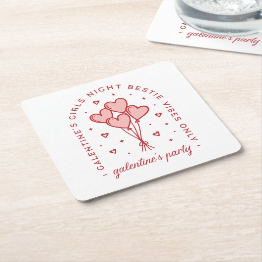 Galentinische Party-Valentininen bestickten Mädche Rechteckiger Pappuntersetzer (angewinkelt)