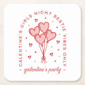 Galentinische Party-Valentininen bestickten Mädche Rechteckiger Pappuntersetzer (Vorderseite)