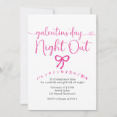 Galentin's Day Girls Night Out Pink Bow Minimalist Einladung (Vorderseite)