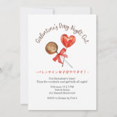 Galentin's Day Night Out Red Heart Cute Lolipop Einladung (Vorderseite)