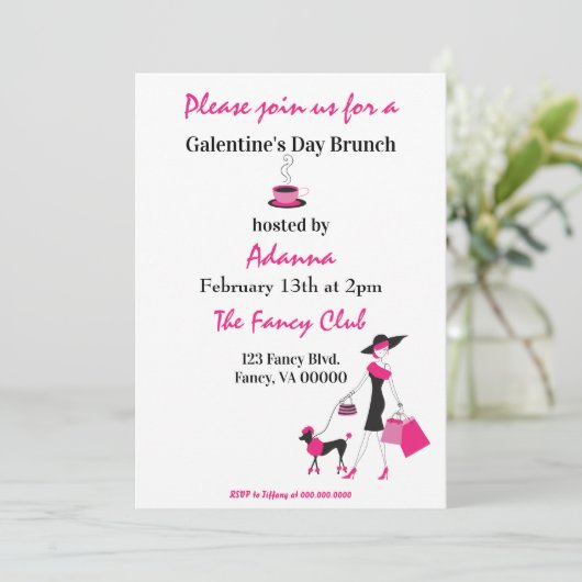 Galentinstag Brunch Extravagant Einladung (Stehend Vorderseite)