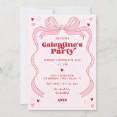 Galentinstag Brunch Party Rosa Bow Einladung (Vorderseite)