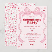 Galentinstag Brunch Party Rosa Bow Einladung (Vorne/Hinten)