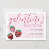 Galentinstag Brunch Schokolade Erdbeeren Einladung (Vorderseite)
