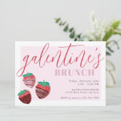 Galentinstag Brunch Schokolade Erdbeeren Einladung (Stehend Vorderseite)