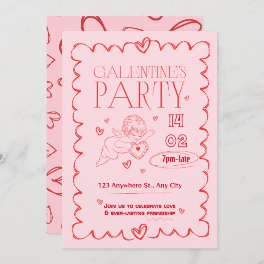 Galentinstag Einladung Idee (Vorne/Hinten)