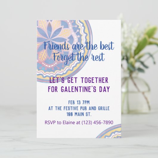 Galentinstag Mandala Einladung (Stehend Vorderseite)