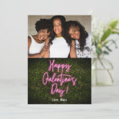 Galentinstag Neon Pink Valentinstag Foto Karte (Stehend Vorderseite)