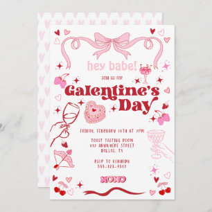 Galentinstag Vintager Coquette Rosa Einladung