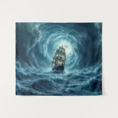 Galeon Schiff Sturm mondbeleuchtete Ozeanreise Wandteppich (Vorderseite (Horizontal))