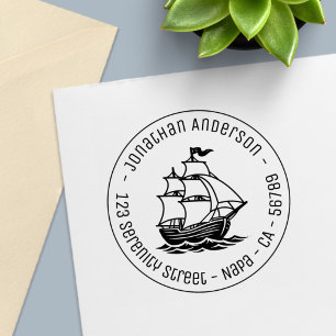 Galeone Hölzernes Segelschiff Runde Adresse Permastempel