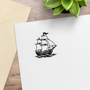 Galeonen-Holzsegelschiff 1x1 Gummistempel