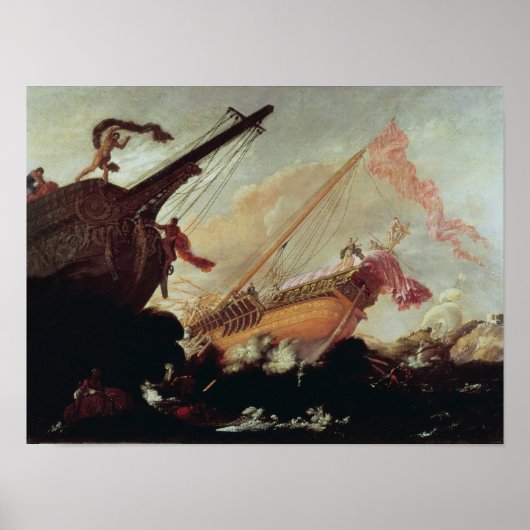 Galeons wüteten an einer felsigen Küste Poster (Vorne)