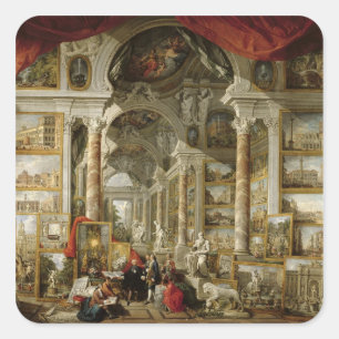 Galerie mit Blick auf das moderne Rom, 1759 Quadratischer Aufkleber