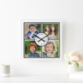 Galerie Wand 4 FotoCollage Quadratische Wanduhr (Zuhause)