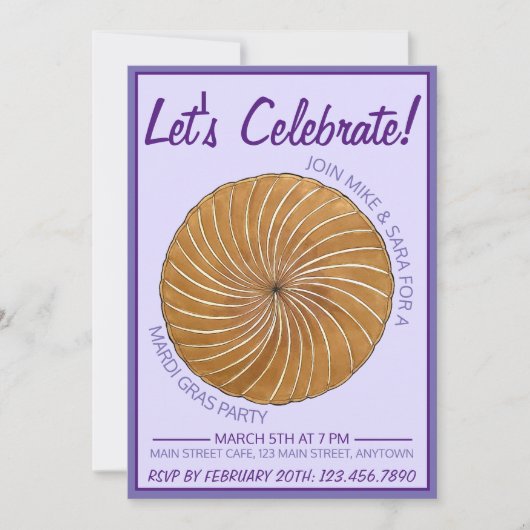 Galette des Rois Mardi Gras Karneval Einladung (Vorderseite)
