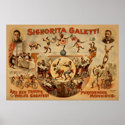 GALETTI Darstellende Affen Act VAUDEVILLE Poster (Vorne)
