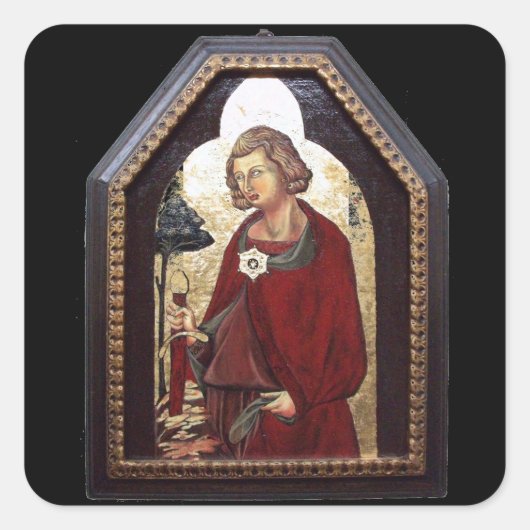 GALGANO/RECHTEN DES SCHWERTES IM FELSTER QUADRATISCHER AUFKLEBER (Vorderseite)