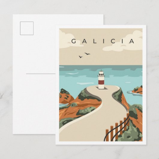 Galicia Spanien Vintage Travel Illustration Postkarte (Vorne/Hinten)