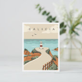 Galicia Spanien Vintage Travel Illustration Postkarte (Stehend Vorderseite)