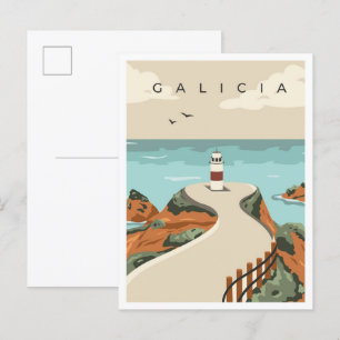 Galicien Spanien Vintage-Reiseillustration Postkarte