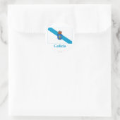 Galicienflagge mit Namen Runder Aufkleber (Tasche)