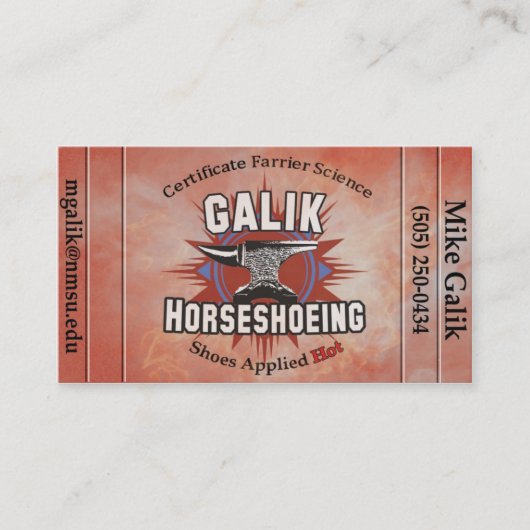 Galik Horseshoeing Terminkarte (Vorderseite)