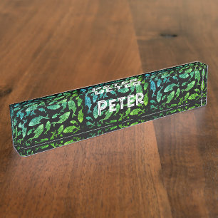 Galilee Fish Green Desk Name Plate Namensplakette