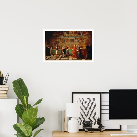 Galileo Galilei (1564-1642) vor Mitgliedern der Poster (Heimbüro)