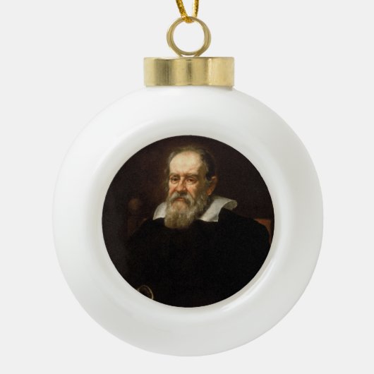 Galileo Galilei: Vater von Wissenschaft und Astron Keramik Kugel-Ornament (Vorderseite)