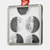 Galileo-Zeichnungen der Mondphasen Silbernes Ornament (Links)