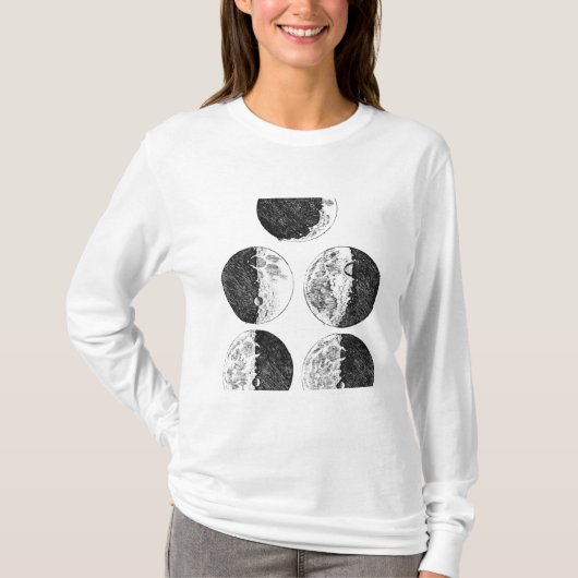 Galileo-Zeichnungen der Mondphasen T-Shirt (Vorderseite)
