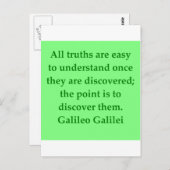 Galileo-Zitat Postkarte (Vorne/Hinten)