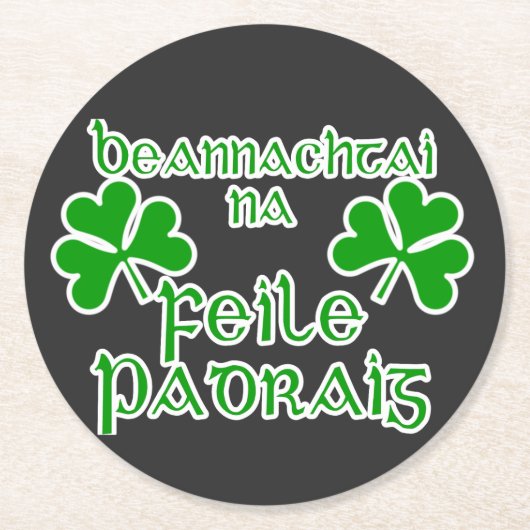 Gälischer St. Patrick's Day Runder Pappuntersetzer (Vorderseite)