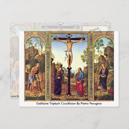 Galitzine Triptych Crucifixe von Pietro Perugino Postkarte (Vorne/Hinten)