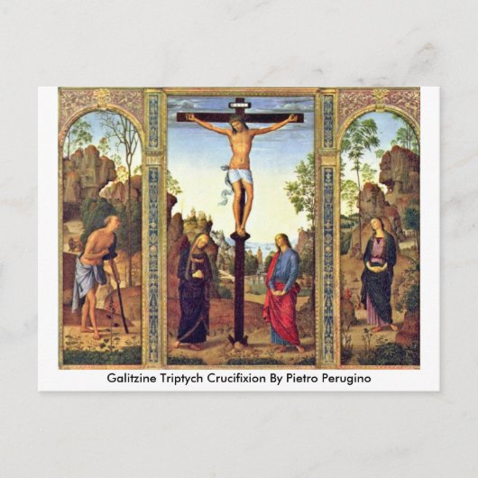 Galitzine Triptych Crucifixe von Pietro Perugino Postkarte (Vorderseite)