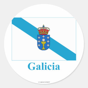 Galizien-Flagge mit Namen Runder Aufkleber