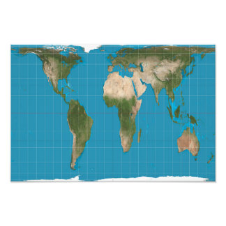 Gall Peters Projection Weltkarte Fotodruck