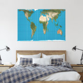 Gall Peters Projection World Map 60x40 inch Leinwanddruck (Insitu (Schlafzimmer))