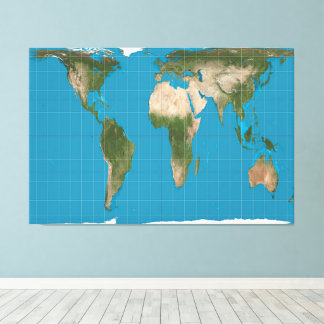 Gall Peters Projection World Map 60x40 inch Leinwanddruck