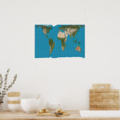 Gall Peters Projection World Map Poster (Küche)