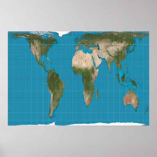Gall Peters Projection World Map Poster (Vorne)