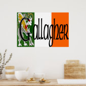 Gallagher Celtic Dragon Print Poster (Küche)