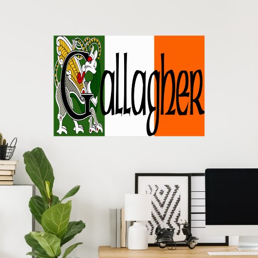 Gallagher Celtic Dragon Print Poster (Heimbüro)